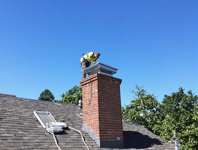 Horizon West Chimney Sweep technician measuring a chimney cap in Horizon West, FL