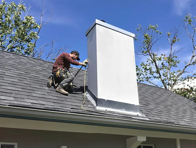Horizon West Chimney Sweep team member finishing chimney construction in Horizon West, FL