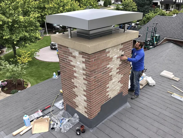 Horizon West Chimney Sweep team working on a custom chimney remodel in Horizon West, FL